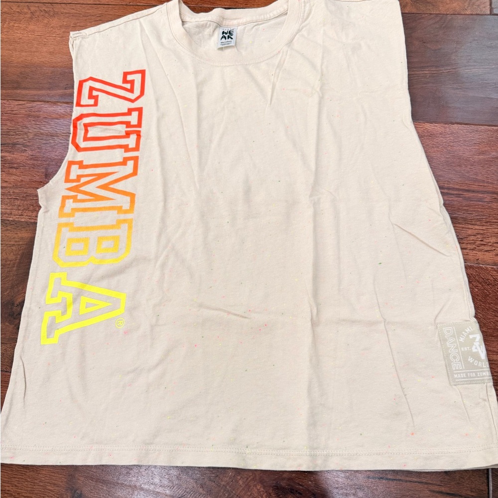 Zumba Fitness Cream Tee with Colorful Speckles